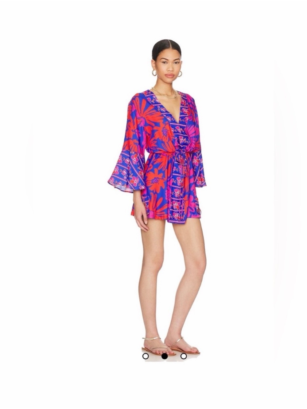 Maaji joy caftan in pink bell sleeve bohemian cover up - Picture 3 of 4